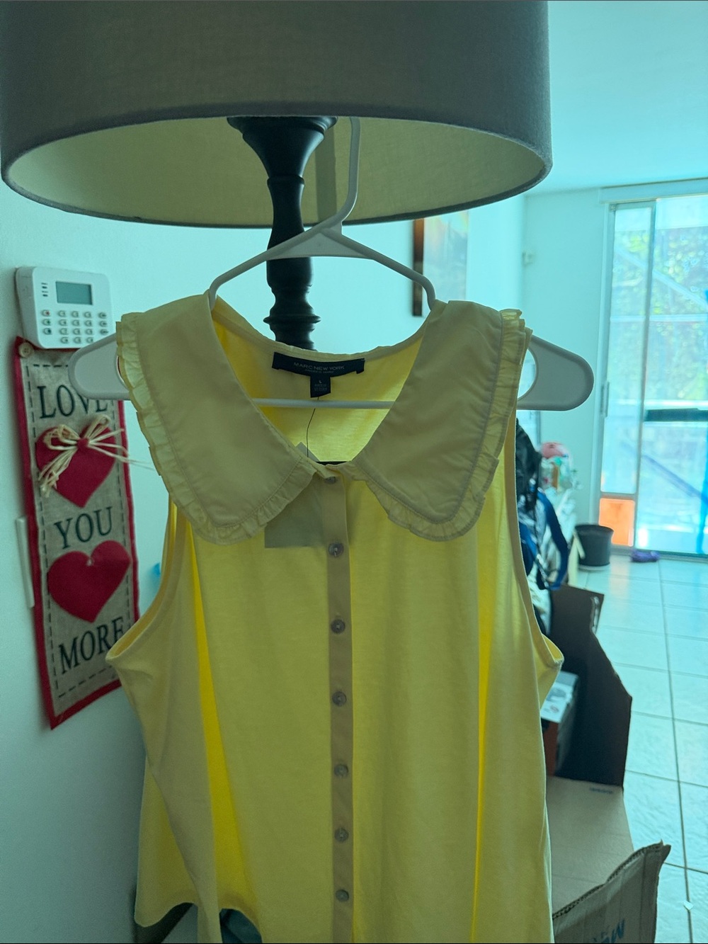 Marc New York Yellow Sleeveless Blouse with Peter Pan Collar